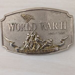 Vintage WWII Iwo Jima Silvertone Belt Buckle